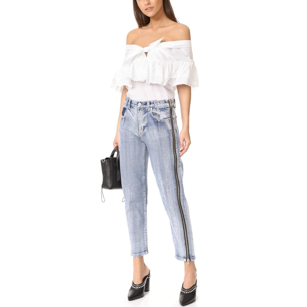 3.1 Phillip Lim Side Zipper Detail Denim Jeans in Indigo Blue Sz 2